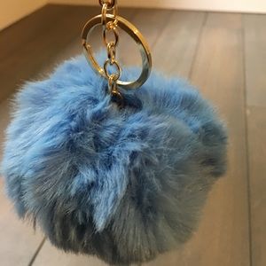 Light Blue Pom Pom Keychain